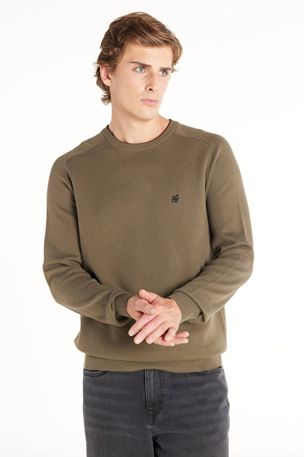 HAKİ BİSİKLET YAKA BASİC PAMUK KAZAK - 3