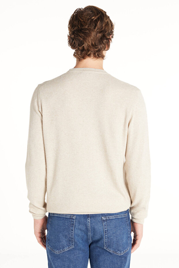 BEJ BİSİKLET YAKA BASİC KAZAK - 4