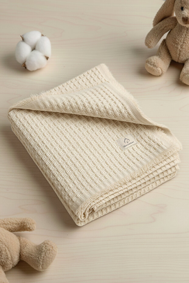 100% Cotton (Pool Honeycomb Textured) Soft and Plump Baby Kids Blanket