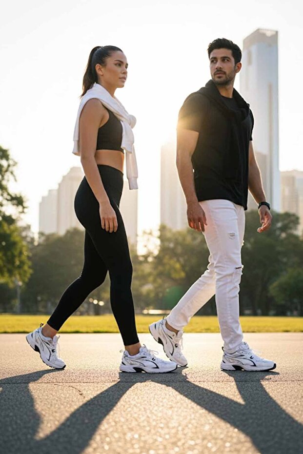 Unisex White Daily Walking and Running Shoes B-1