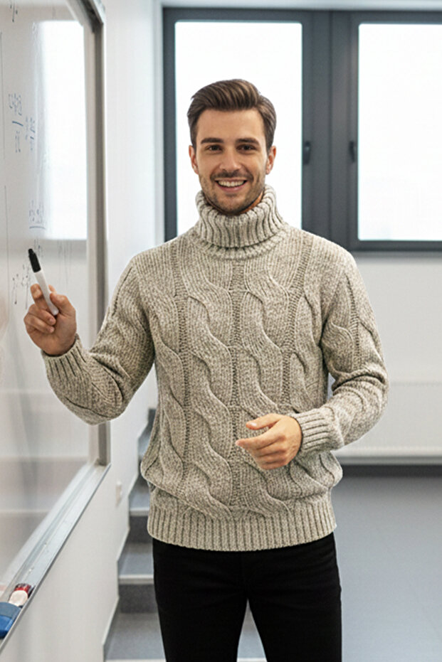 Erkek Balıkçı Yaka Kalın Kazak - 3