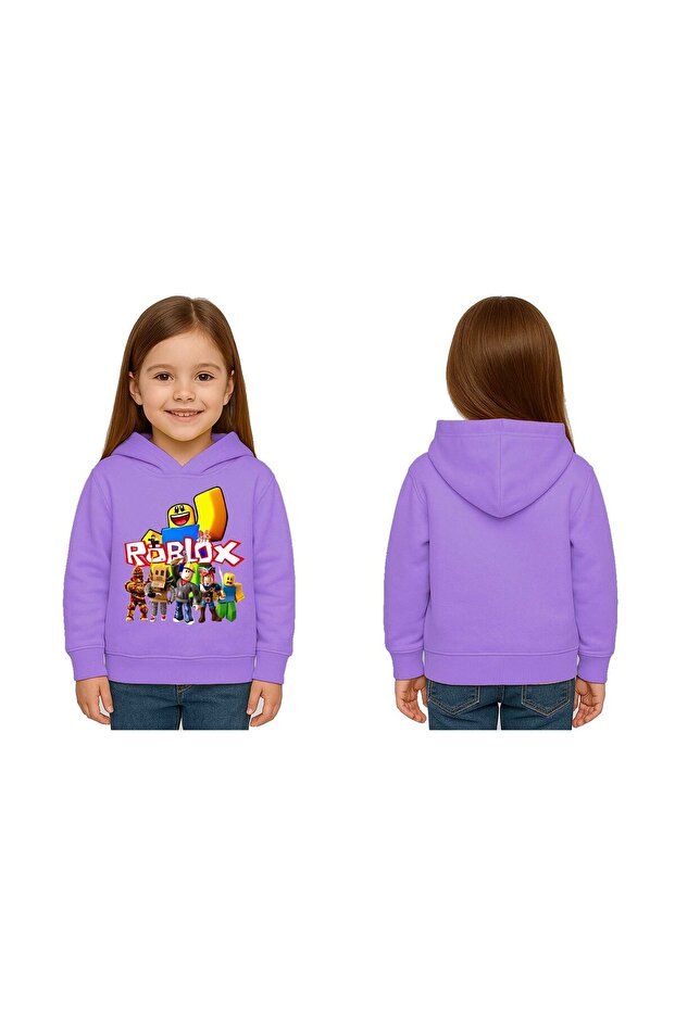 Unisex Roblox Printed Children's Swaetshirt Printed Hooded 3 Thread Raised