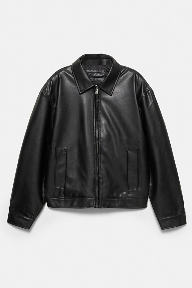 Suni deri trucker ceket - 7