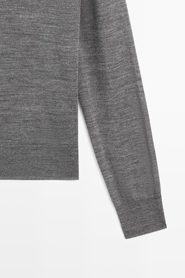 Yün örme polo yaka kazak - 7