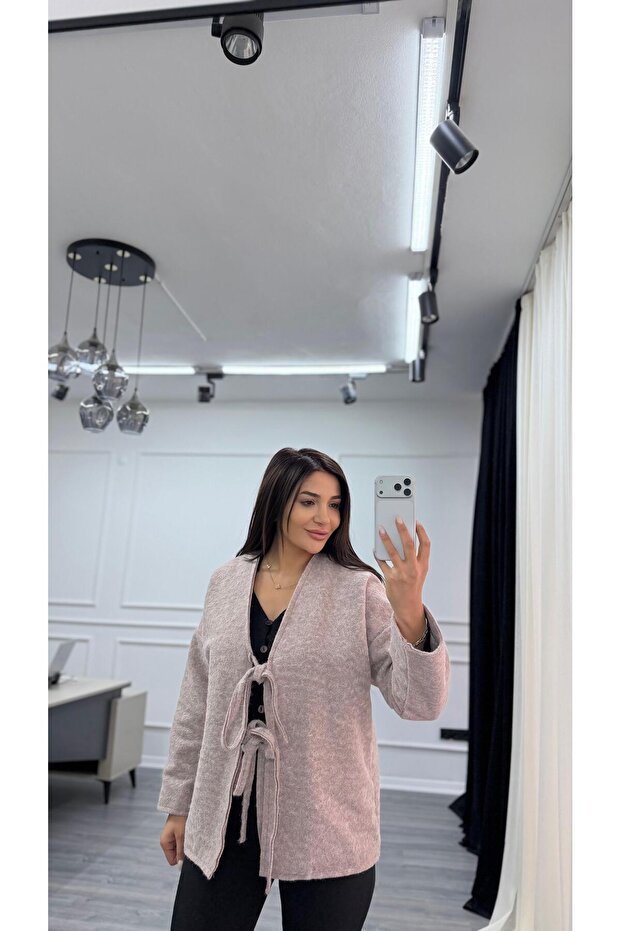 Çift Bağcıklı Kırçıllı Ceket - 9