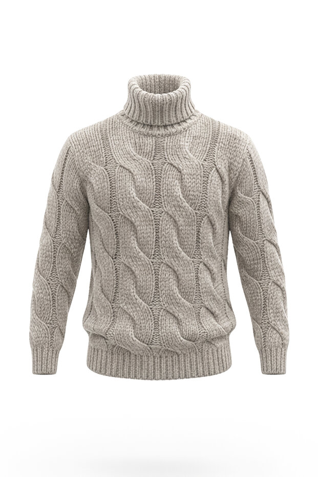 Erkek Balıkçı Yaka Kalın Kazak - 4