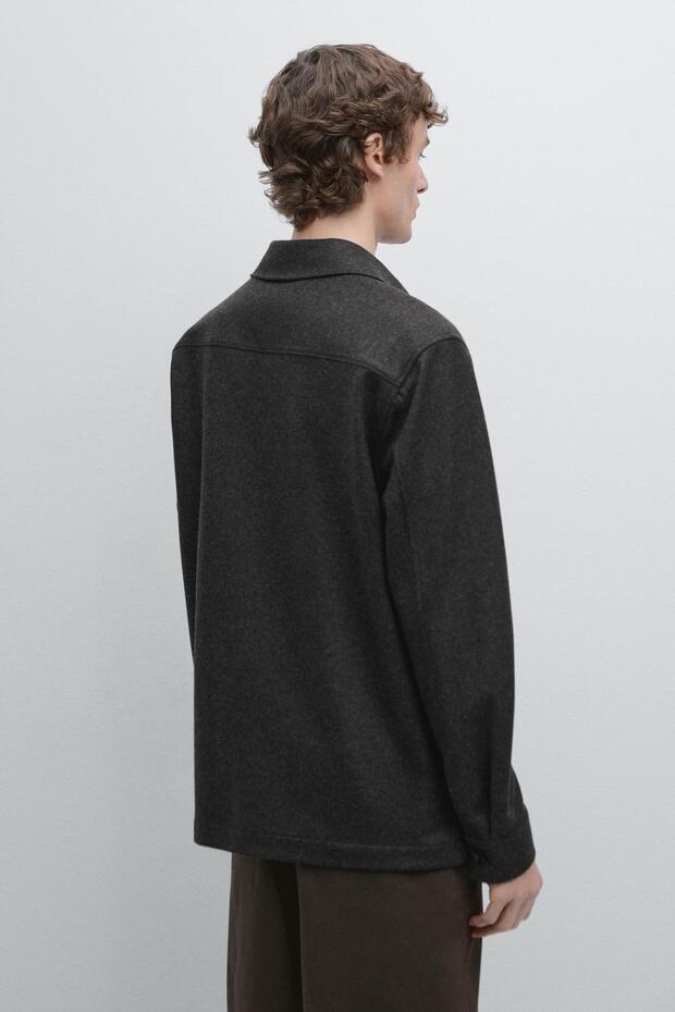 Overshirt with pockets, 100% wool - 3