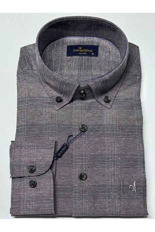 Long Sleeve Regular Fit Pocket Checkered Classic Men's Shirt Gml-460