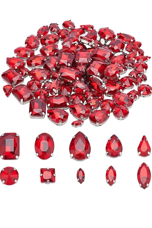 50 Pieces Mixed Case Strut Red Glass Stone Elite Series 2