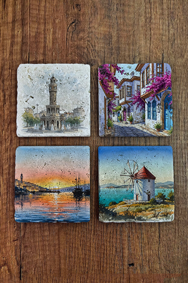 Natural Stone Coaster - Izmir Images B Printed Coaster 10X10Cm Ai Stone Coasters 565