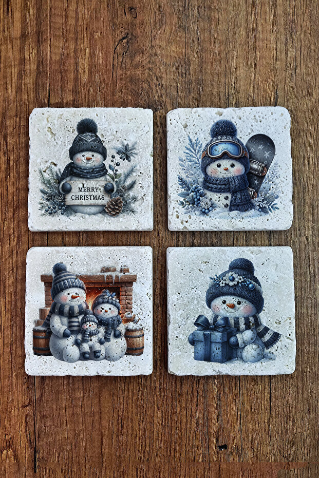 Natural Stone Coaster - Christmast New Year Printed 10X10Cm Ai Noel - Stone Coasters 546