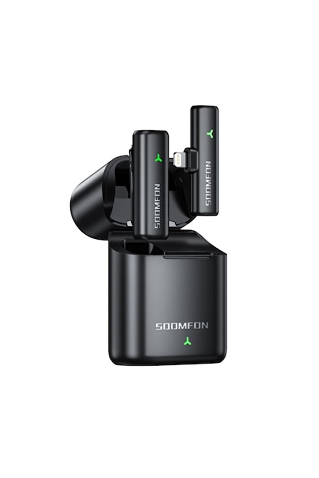 Wireless Lavalier Microphone Set for iPhone with Charging Case, Transmitter & Receiver, Noise Reduct - 1