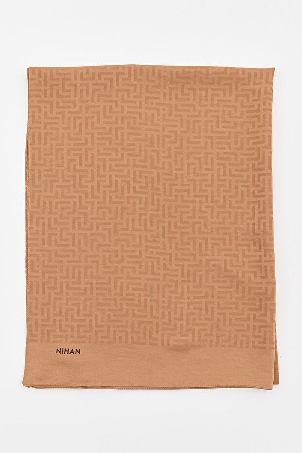 Monogram Desen Şal Camel - 3