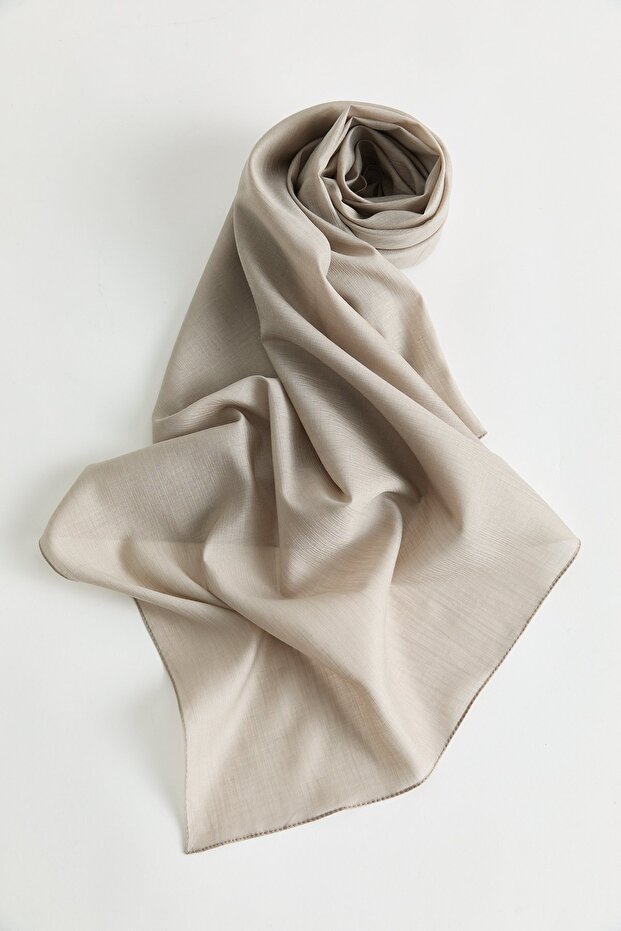 Linen Effect Natural Lyocell Scarf Stone