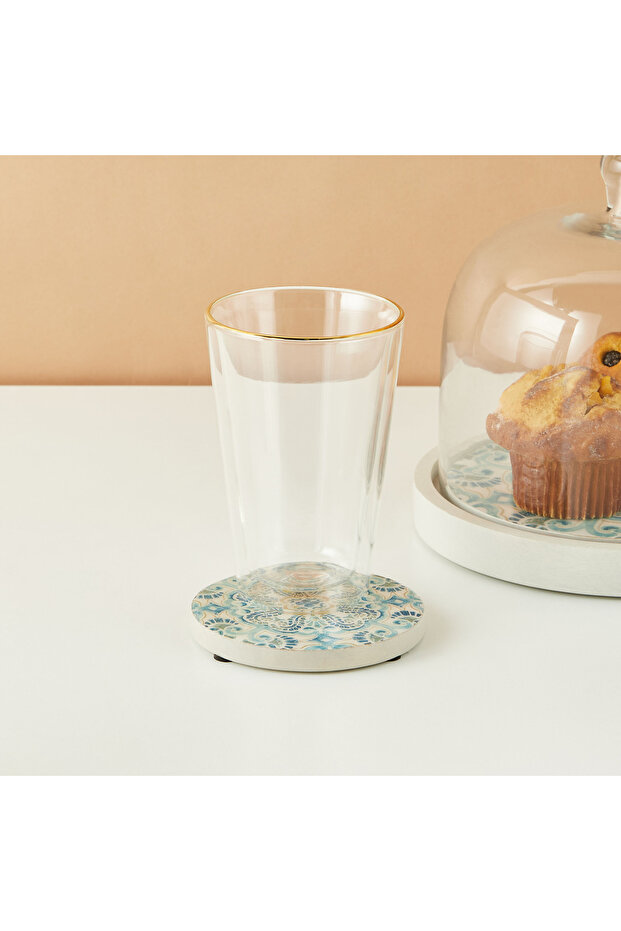 Enamel Coastal Boho 4-Piece Wooden Coaster Set - 10 cms