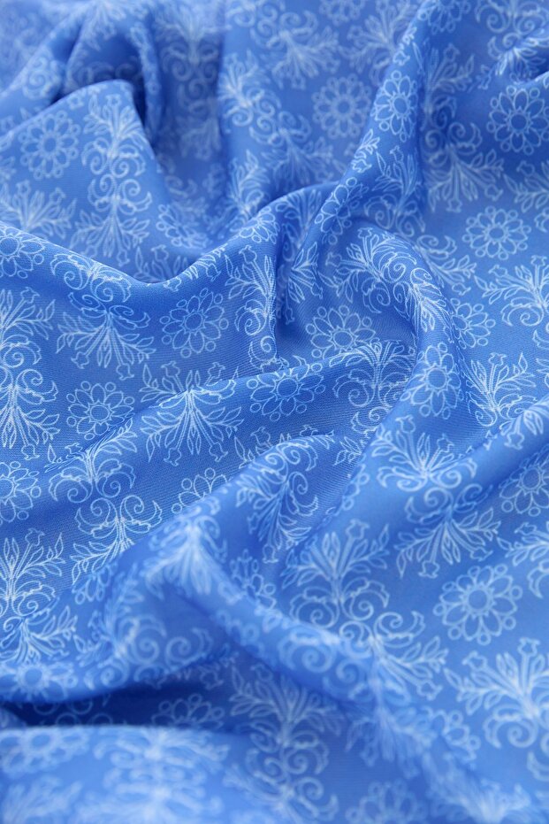 Desenli Soft Eşarp Mavi - 3