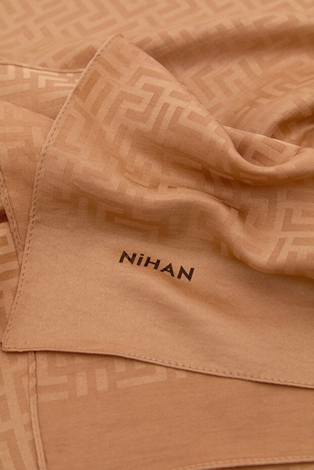 Monogram Desen Şal Camel - 4
