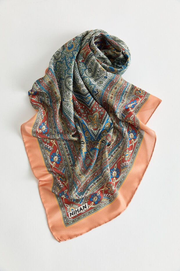 Desenli Soft Eşarp Turuncu - 1