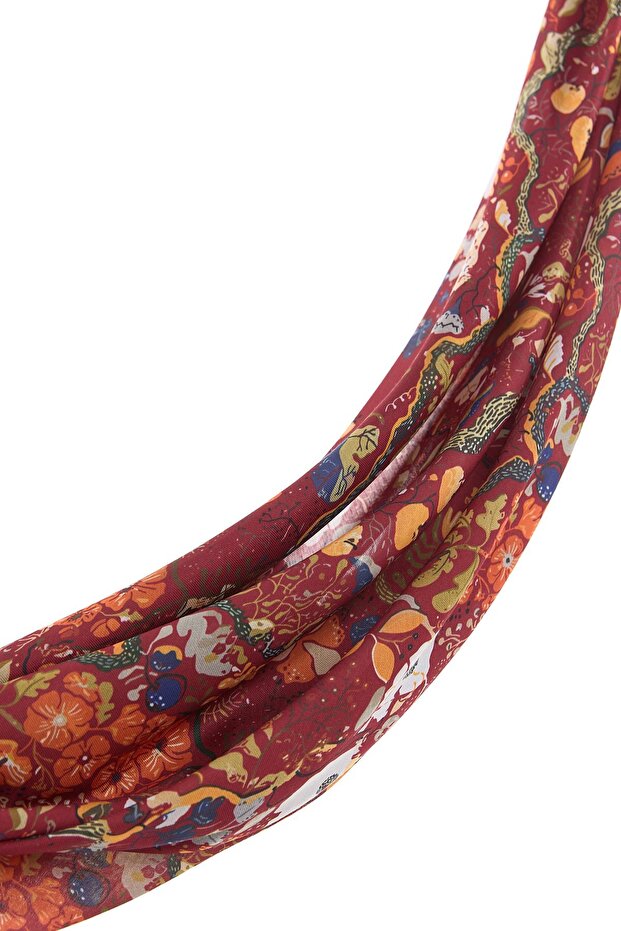 Desenli Soft Eşarp Bordo - 1