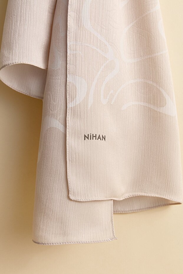 Jacquard Patterned Shawl Beige - 2