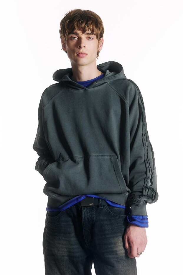 Yıkanmış görünümlü kapüşonlu sweatshirt - 1