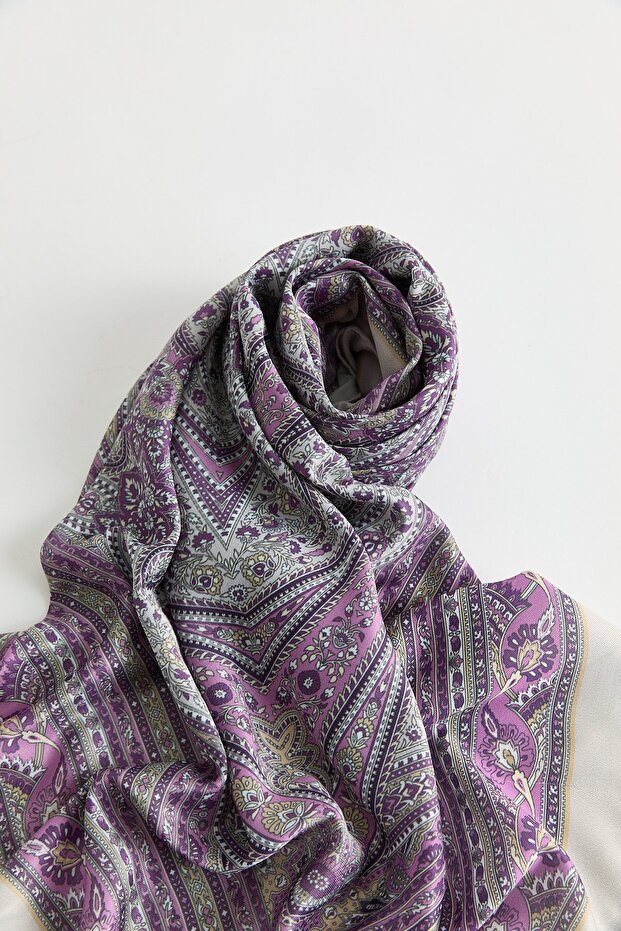 Desenli Soft Eşarp Lila - 3