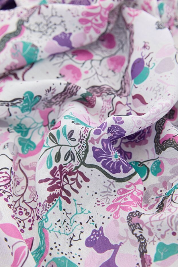 Desenli Soft Eşarp Mor - 3