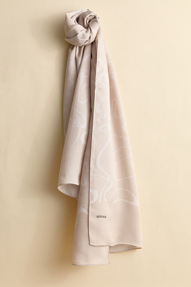 Jacquard Patterned Shawl Beige - 1