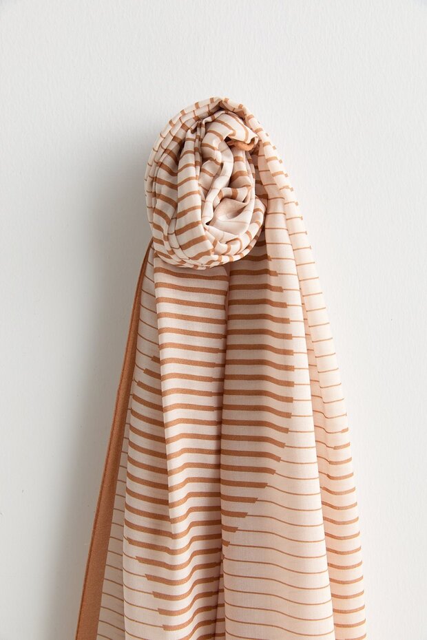 Patterned Viscose Silk Shawl Cinnamon - 4