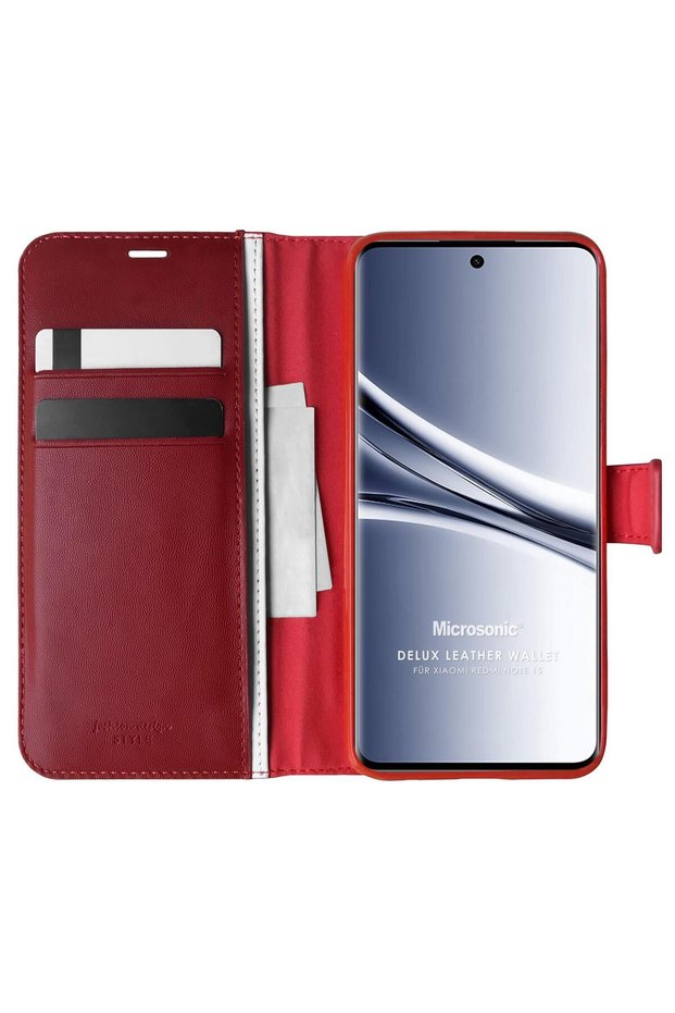 Xiaomi Redmi Note 15 Case Delux Leather Wallet Red