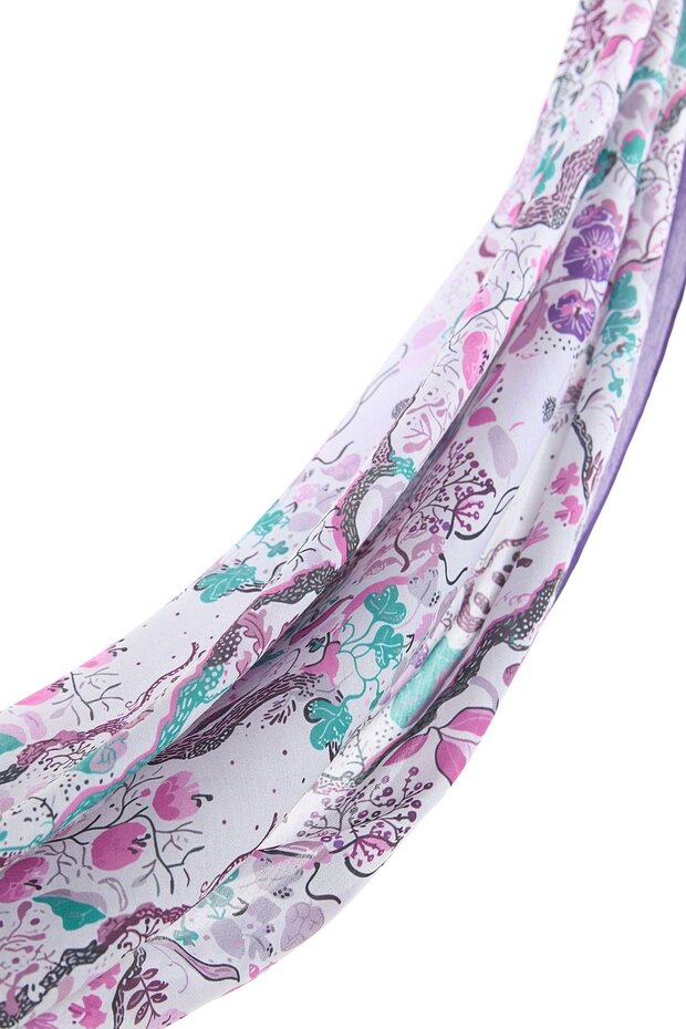 Desenli Soft Eşarp Mor - 1