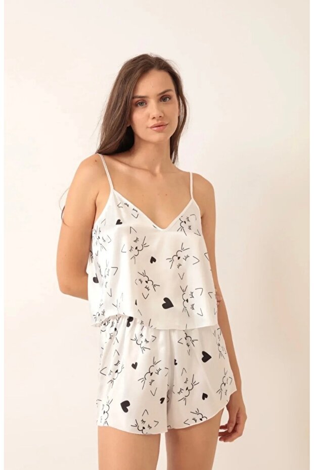 Saten Şortlu Gecelik Takım - 3