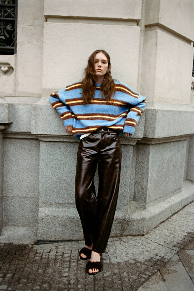 Suni kürk topuklu sandalet - 1