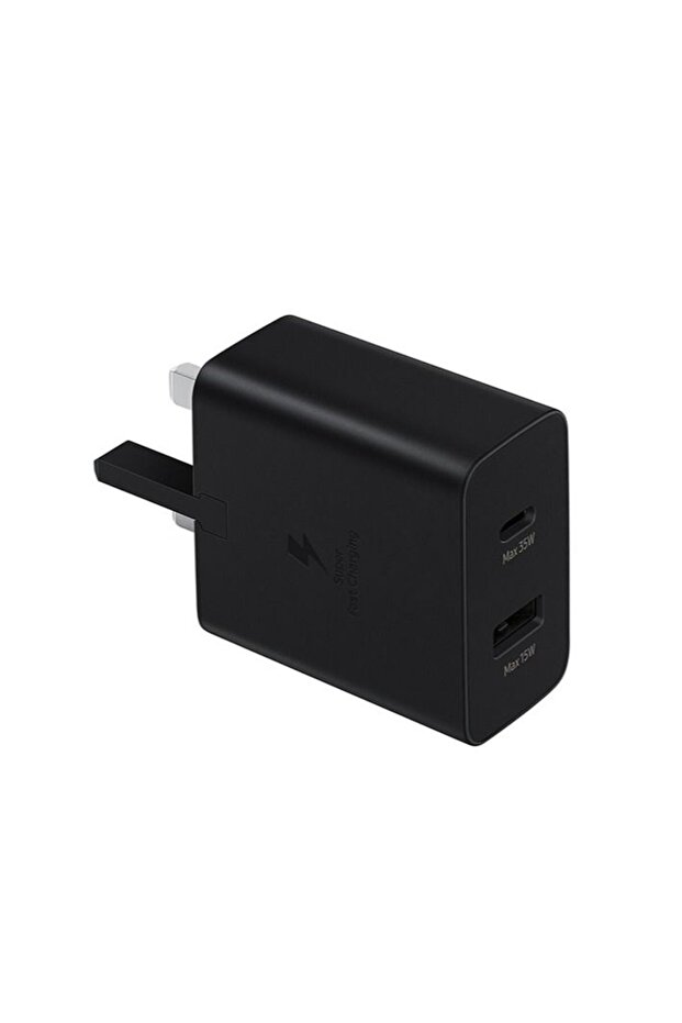 BK-3p Wall Charger, 35W PD 3-Pin Duo USB Type C to USB Type A, Black