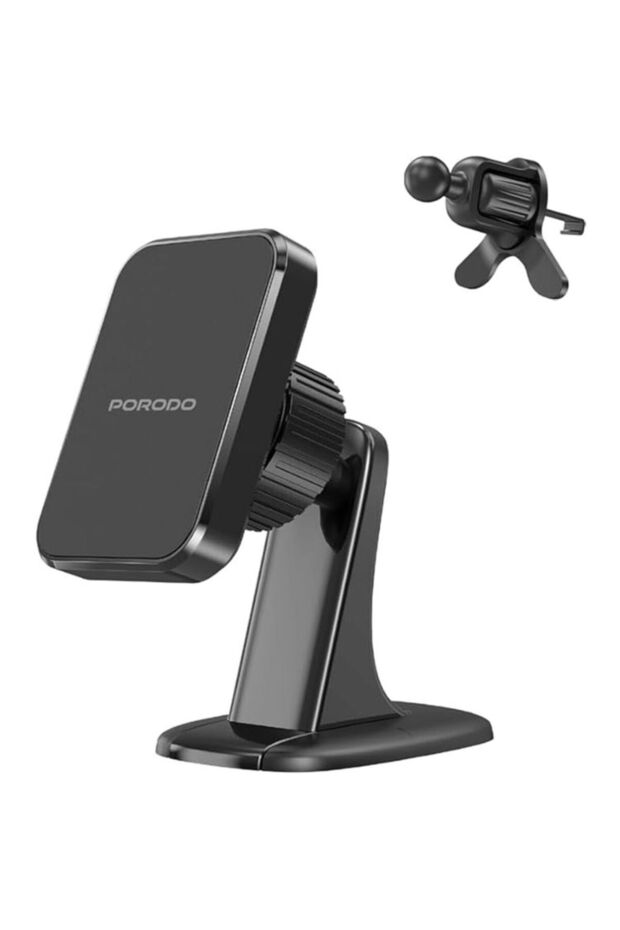 Dual Mount Magnetic Phone Holder - Dash & Air Vent Clip, N52, Black