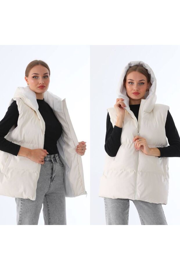Women's Hip under Hooded Inflatable Vest