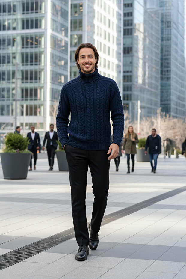 سترة رجالية سميكة بياقة عالية - 3