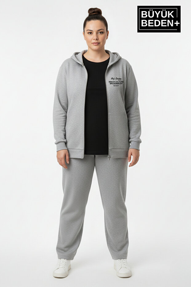 Women's Plus Size Zippered Hooded Chef Printed Thin Sweatshirt Cardigan - Comfortable Fit Spr26Bhrk921