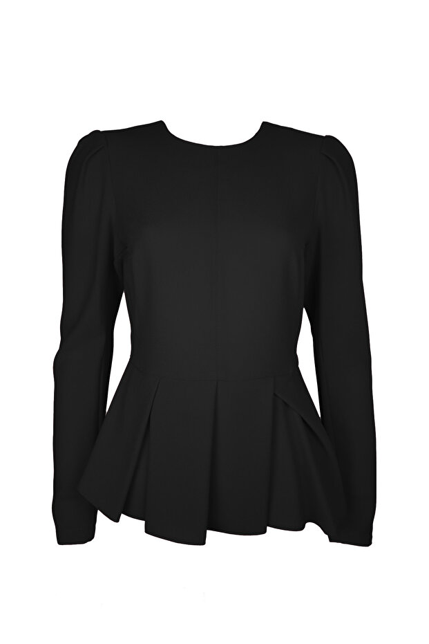 Sırt Dekolteli Siyah Bluz - 1