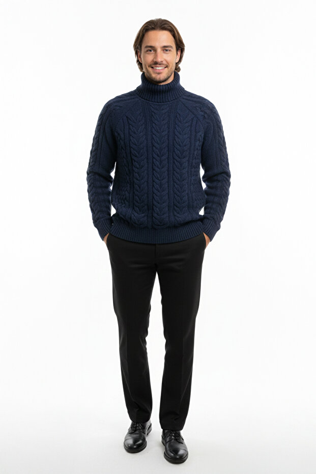 سترة رجالية سميكة بياقة عالية - 2