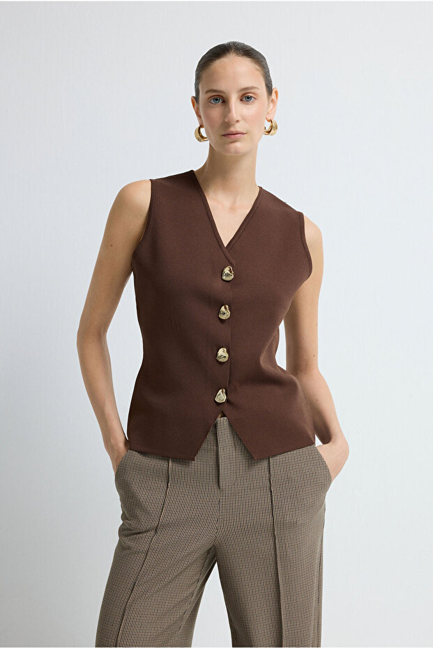 V Yaka Triko Yelek - 4