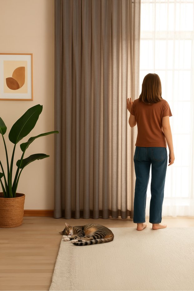 Flowing Durable Decorative Weighted Tulle Curtain Pleated Kitchen Living Room Bedroom Children's Room Entrance