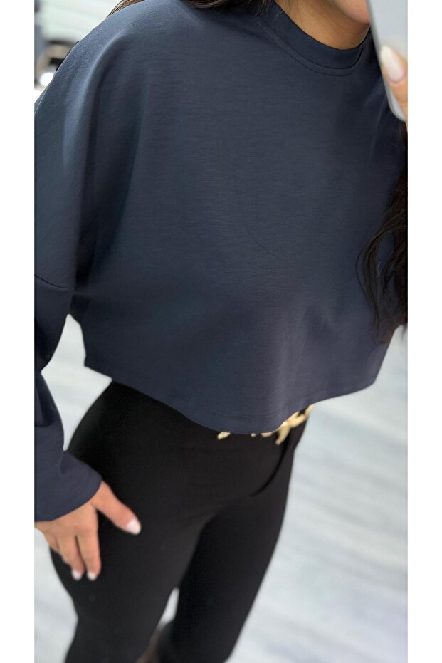 Antrasit Bisiklet Yaka Oversize Sweatshirt - 4