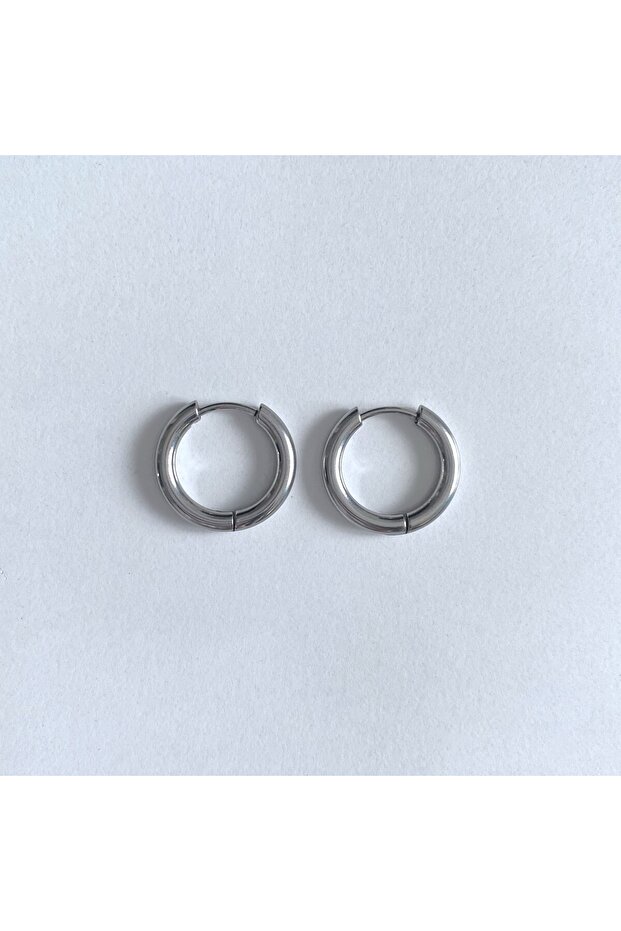 Steel Silver Hoop Earrings Small Size-1.5 cm