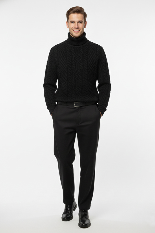 Erkek Balıkçı Yaka Kalın Kazak - 2