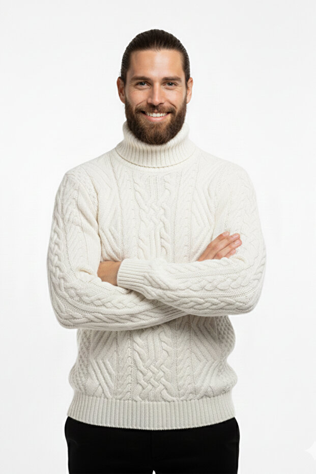 Erkek Balıkçı Yaka Kalın Kazak - 1