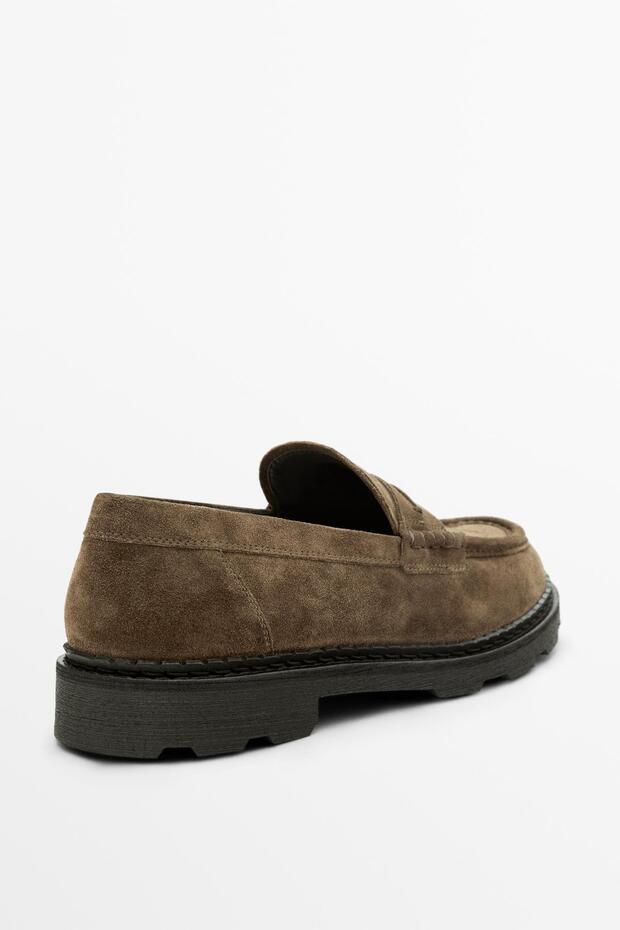 Deri maskeli tırtıklı taban mokasen - 4