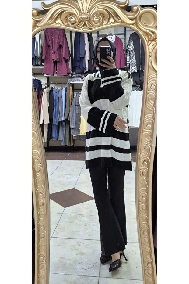 Çizgili triko tunik - 2