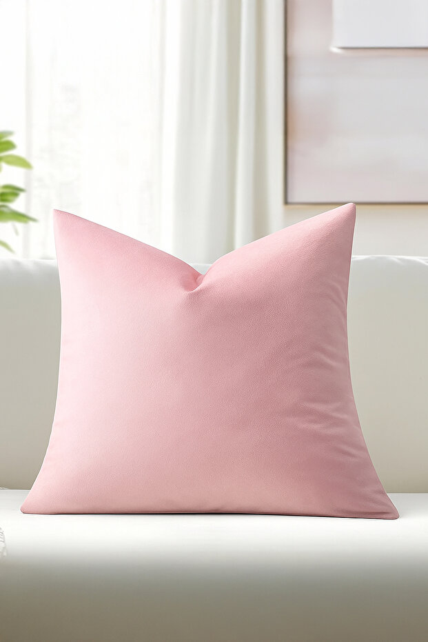 Malcolm Velvet Plain Simple Decorative Throw Pillow Cover with Size Options Powder Pink