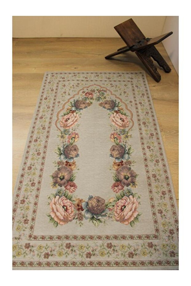 Kinay Gray Jacquard Woven Tapette Decorative Unpadded Unframed Chainstitch Prayery Mat 70*115